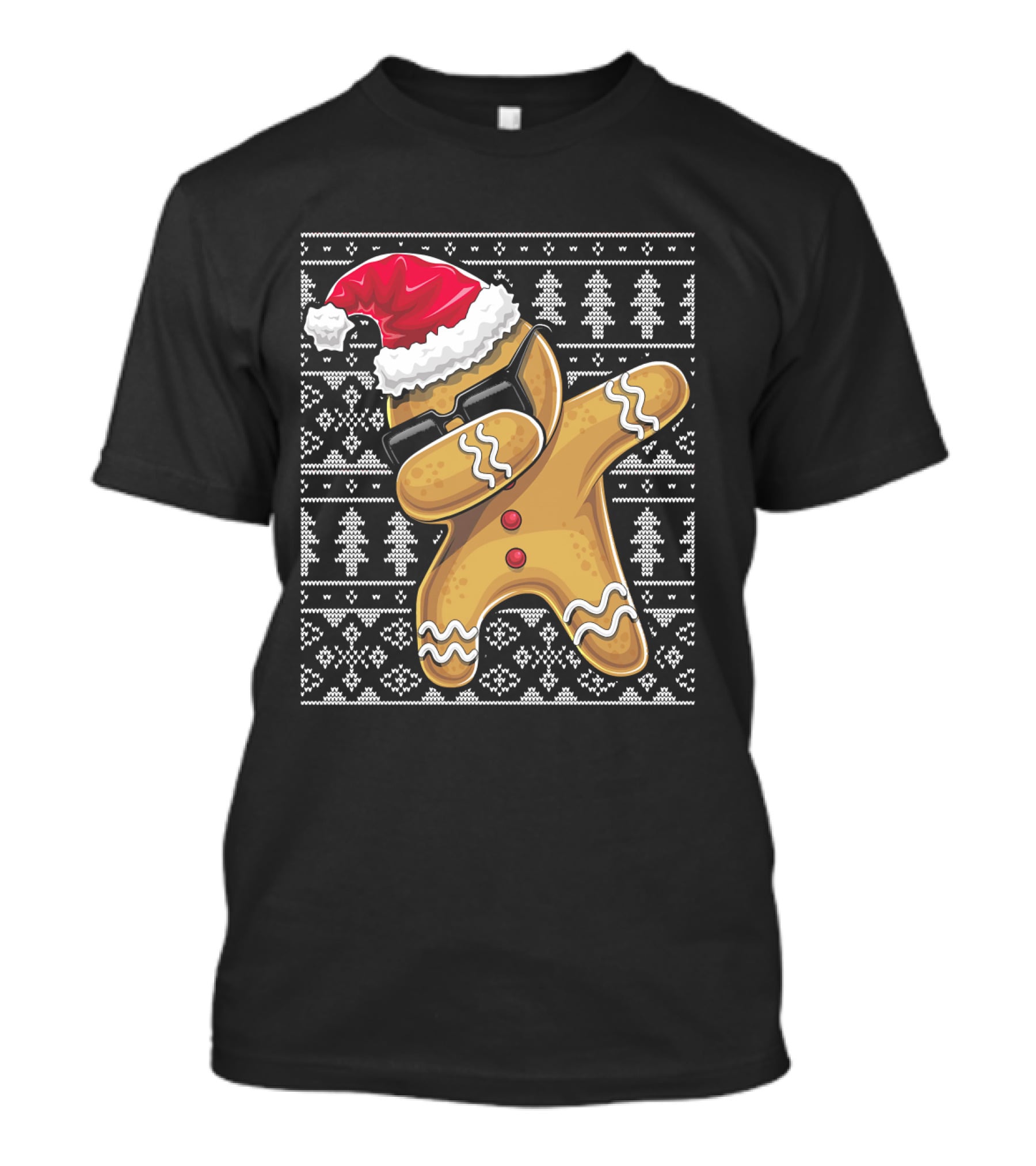 Ugly Christmas Dabbing Gingerbread Cookie Santa Hat T-Shirt