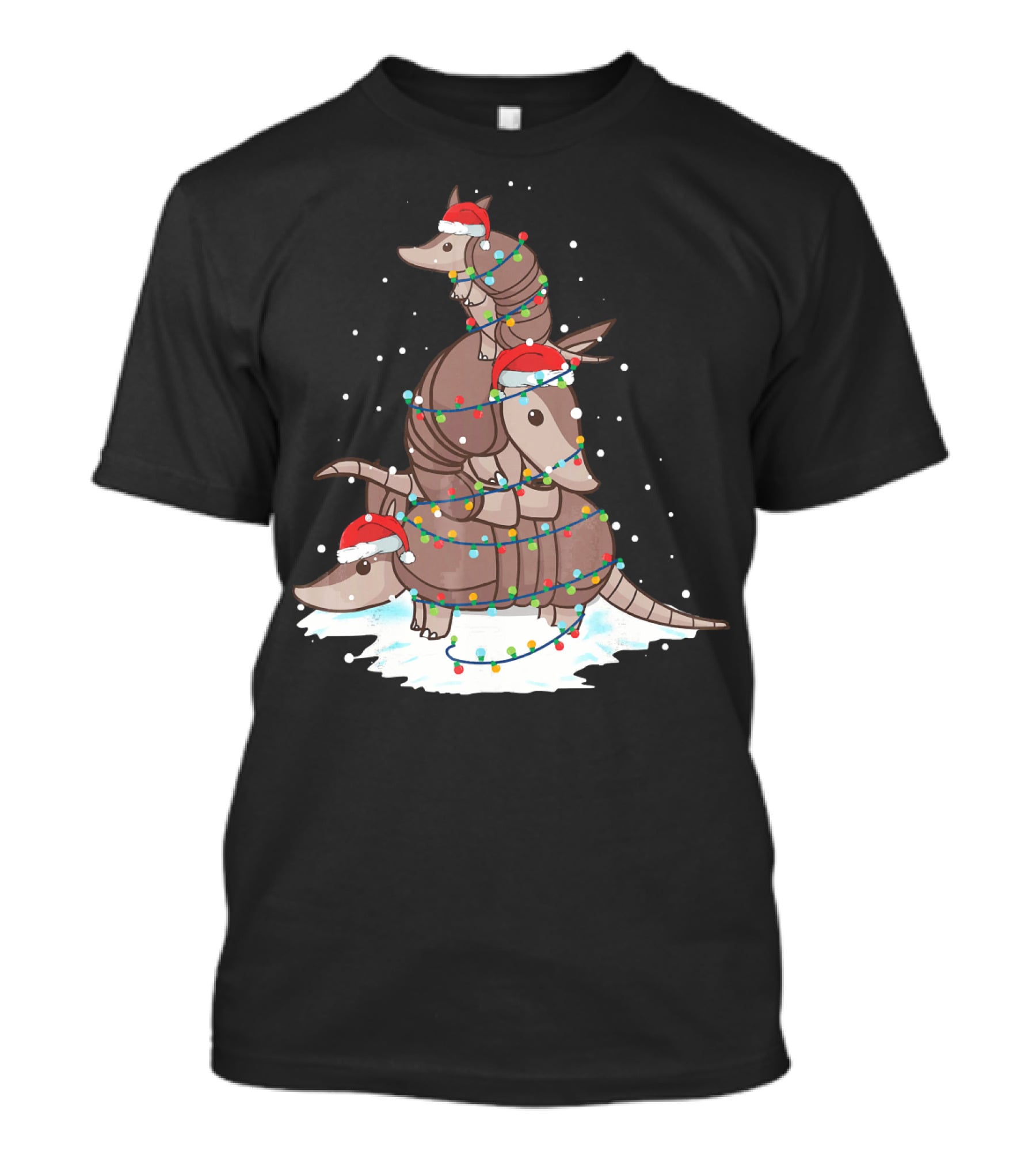 Armadillo Santa Christmas Light Tree Stack T-Shirt