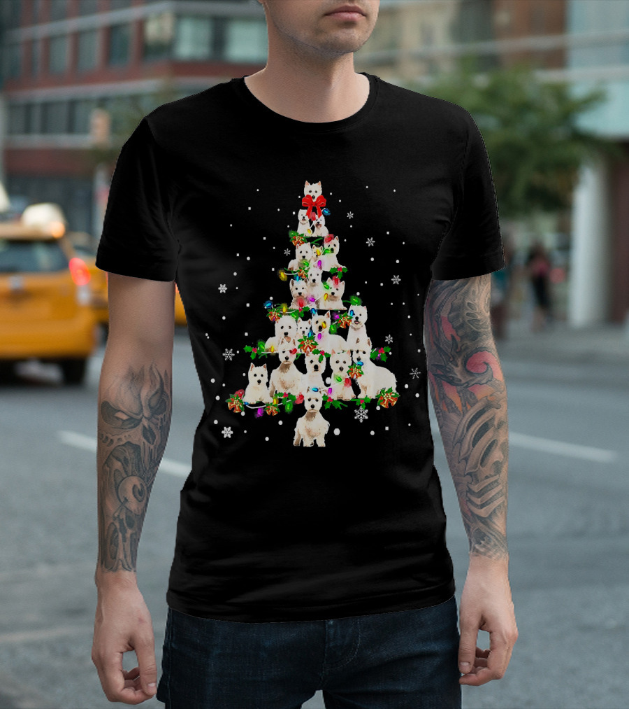 Cute West Highland White Terrier Dogs Christmas Tree T-Shirt