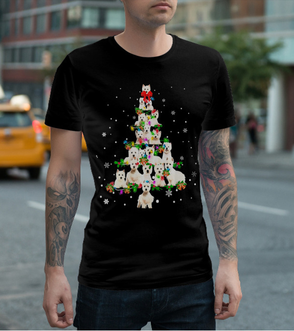 Cute West Highland White Terrier Dogs Christmas Tree T-Shirt