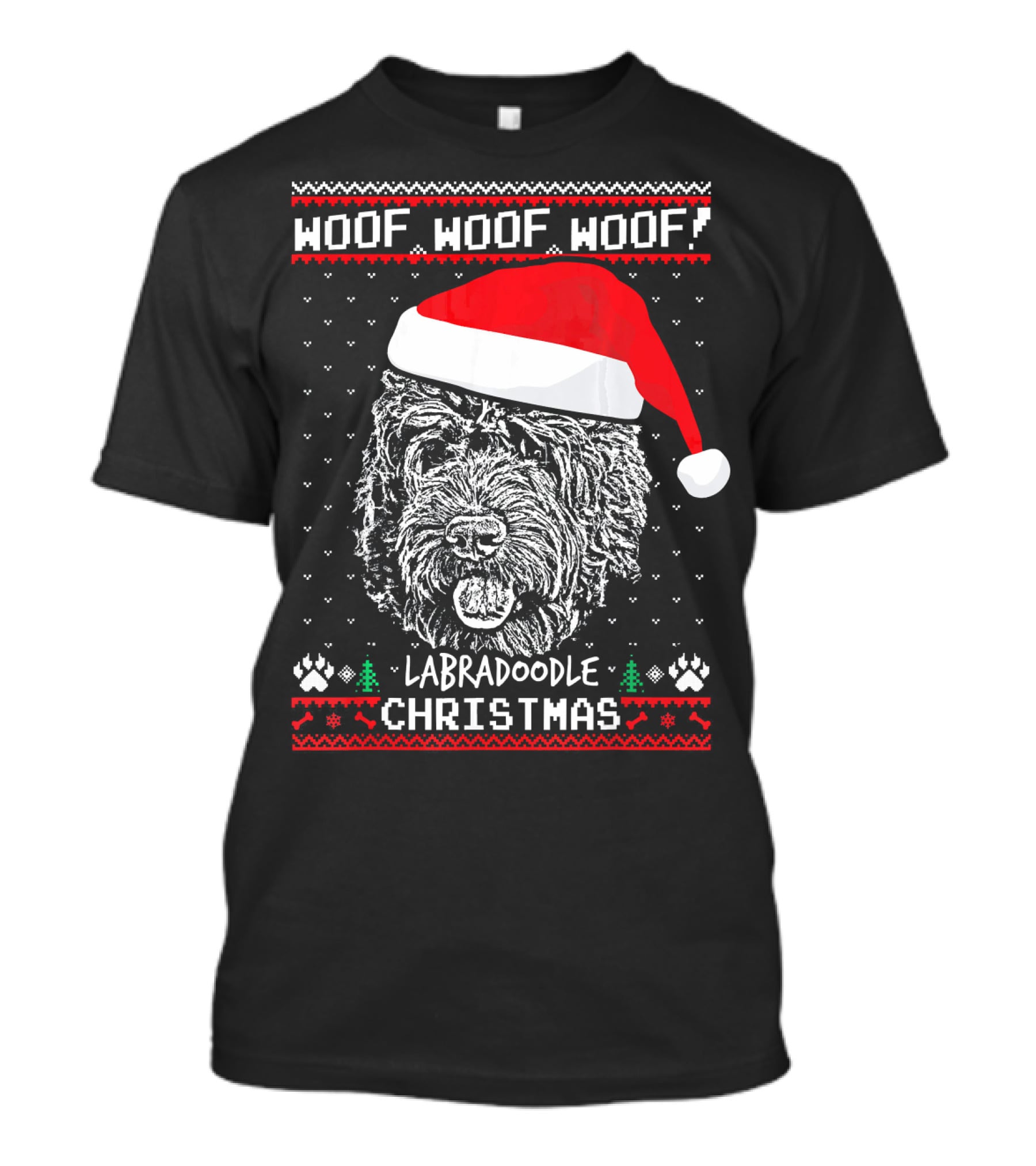 Woof Woof Woof Labradoodle Christmas T-Shirt