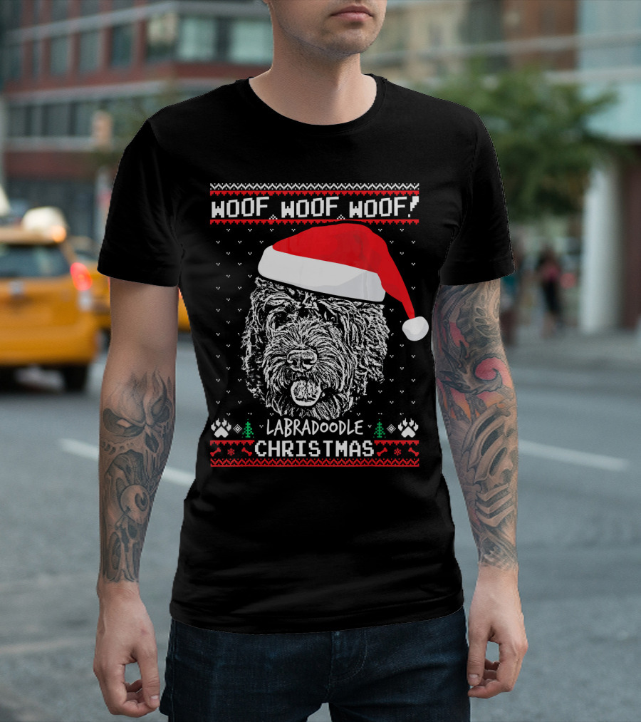 Woof Woof Woof Labradoodle Christmas T-Shirt