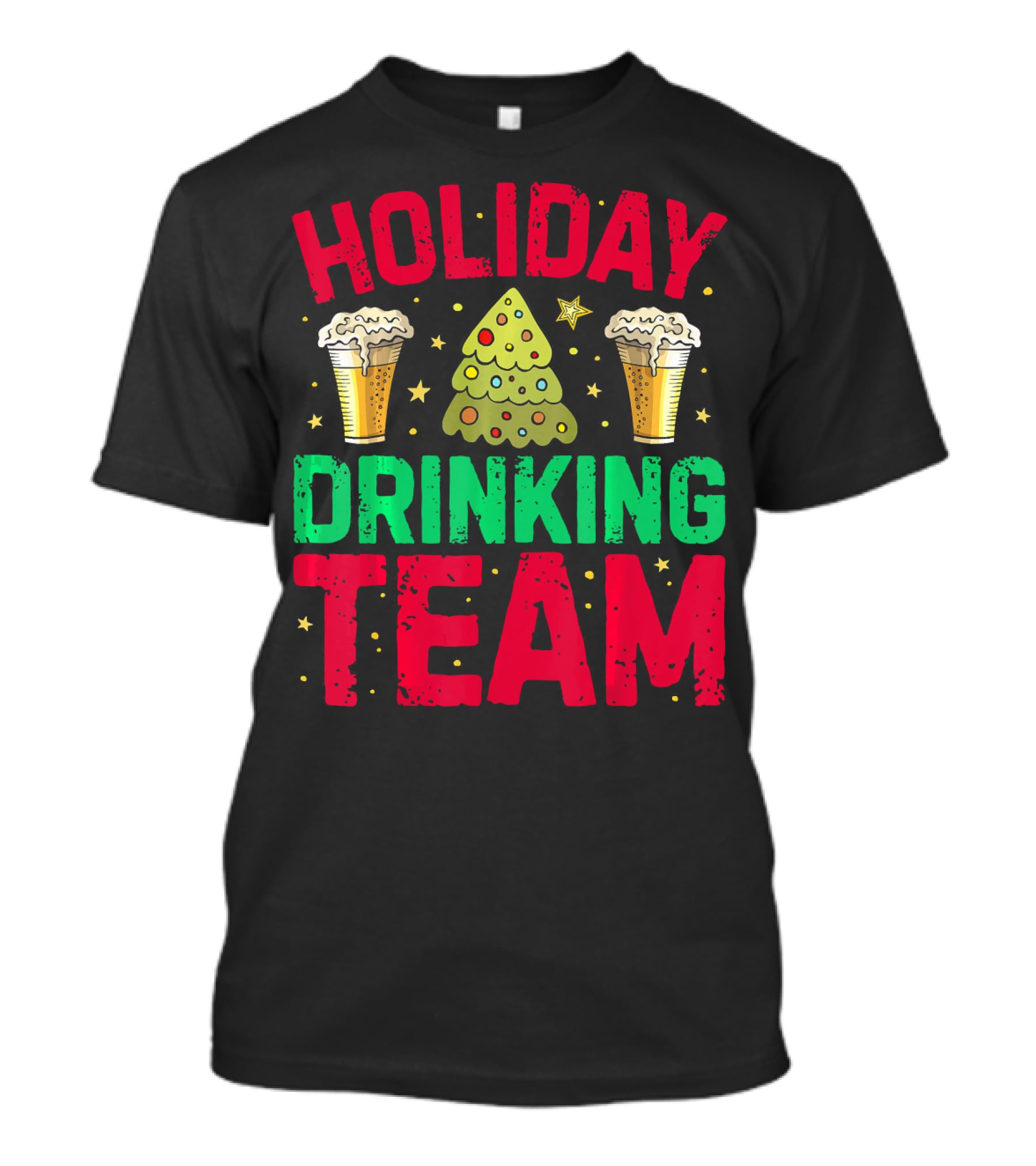 HOLIDAY DRINKING TEAM Christmas Tree Beer Glasses T-Shirt