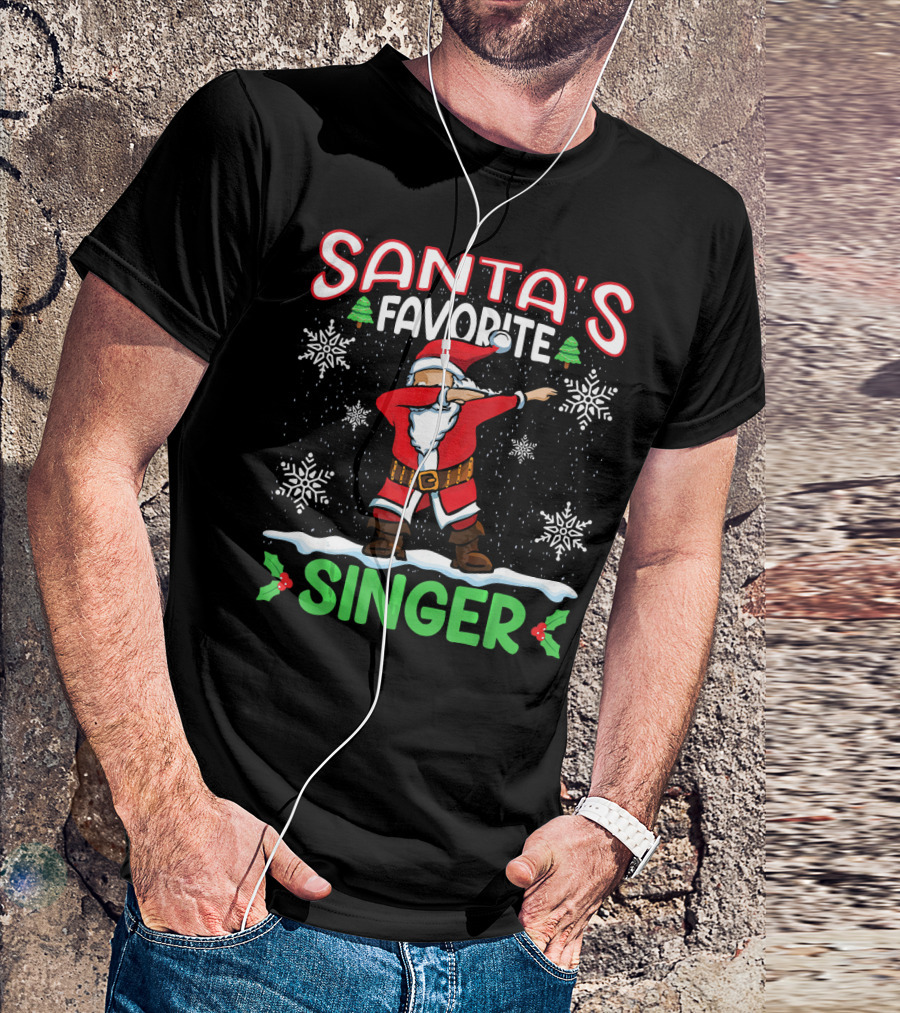 Santa's Favorite Singer Dab Christmas Snowflakes T-Shirt