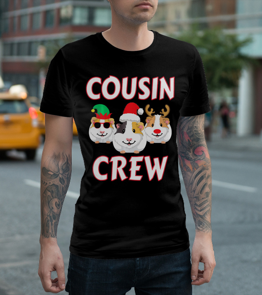 Cousin Crew Guinea Pig Christmas Holiday Reindeer Elves T-Shirt