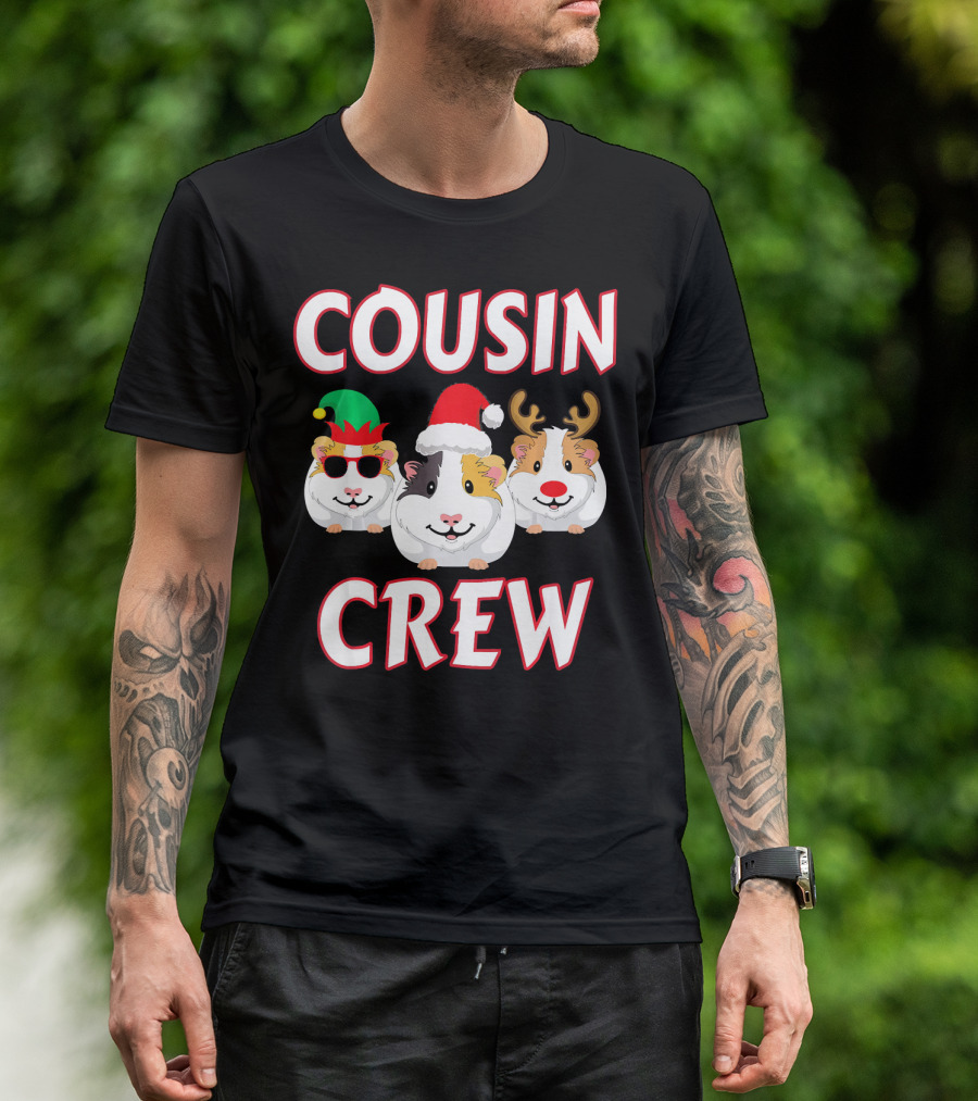 Cousin Crew Guinea Pig Christmas Holiday Reindeer Elves T-Shirt