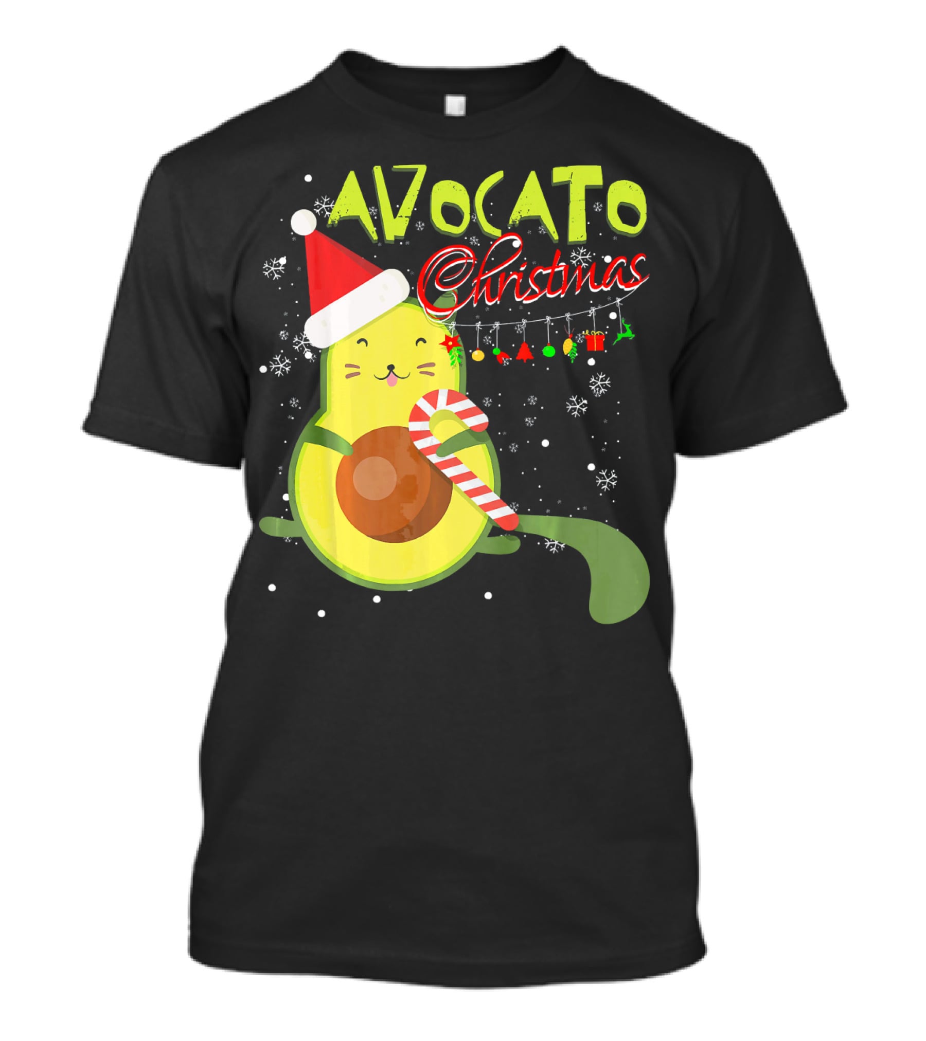 Avocato Christmas Funny Cute Cat Avocado Vegan T-Shirt