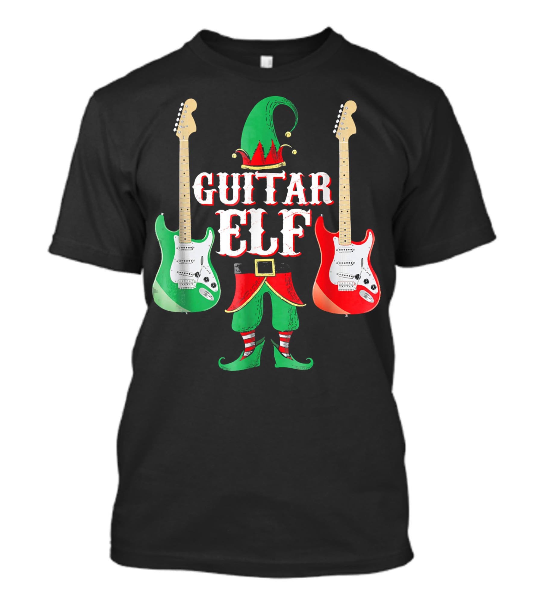 Guitar Elf With Red And Green Electric Guitars T-Shirt