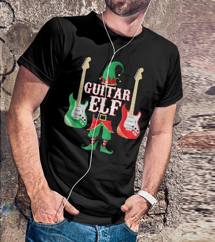 Guitar Elf With Red And Green Electric Guitars T-Shirt