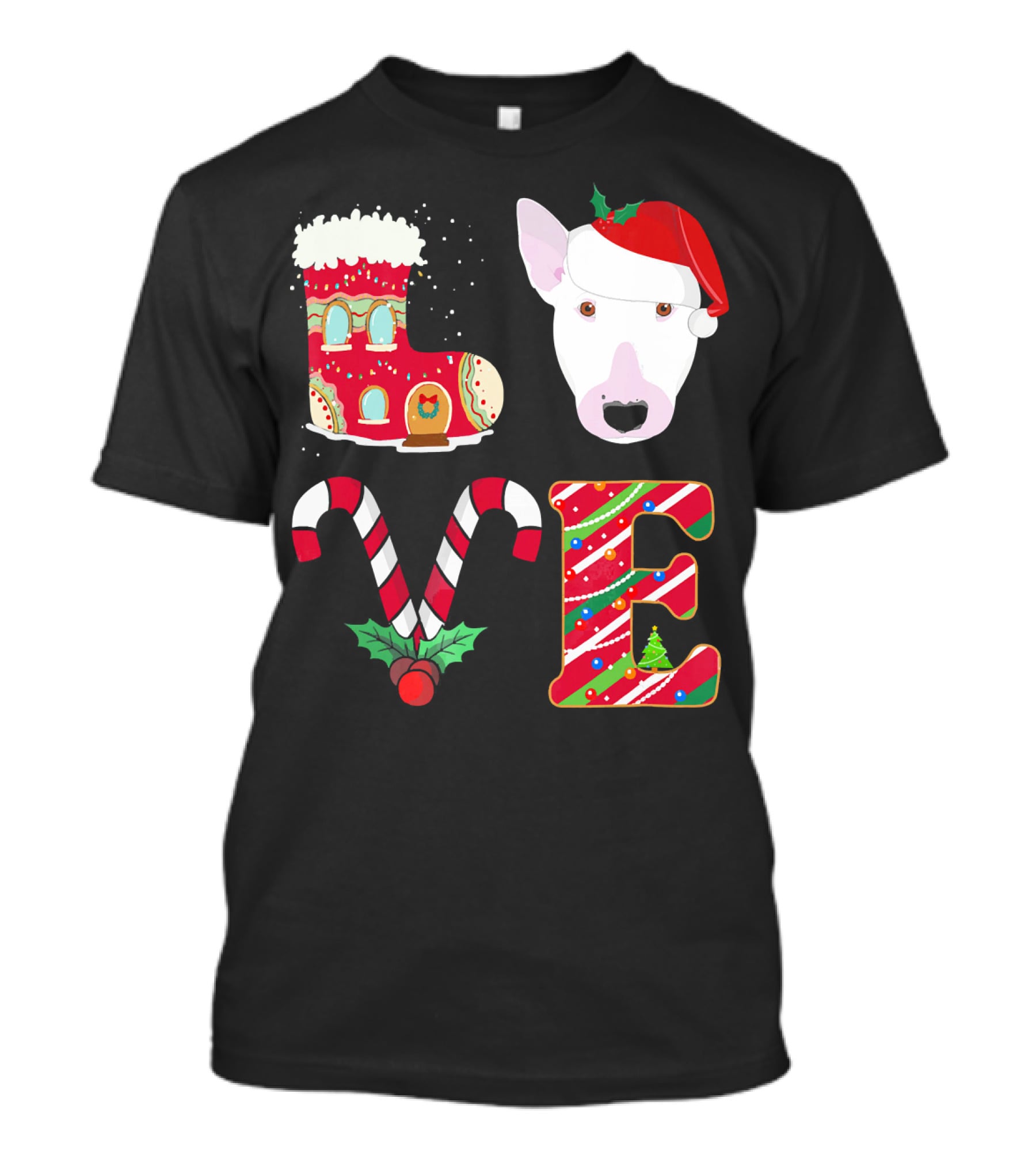 I Love My Bull Terrier Holiday Christmas T-Shirt