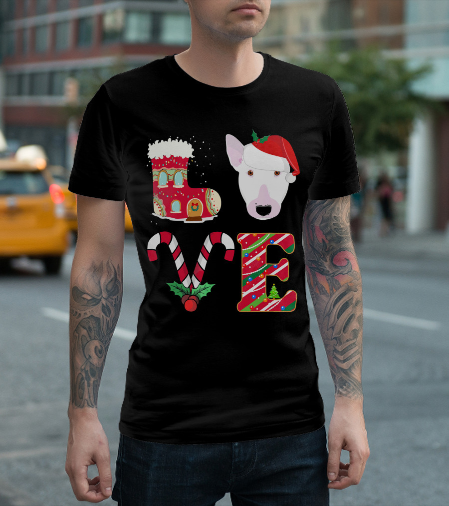 I Love My Bull Terrier Holiday Christmas T-Shirt