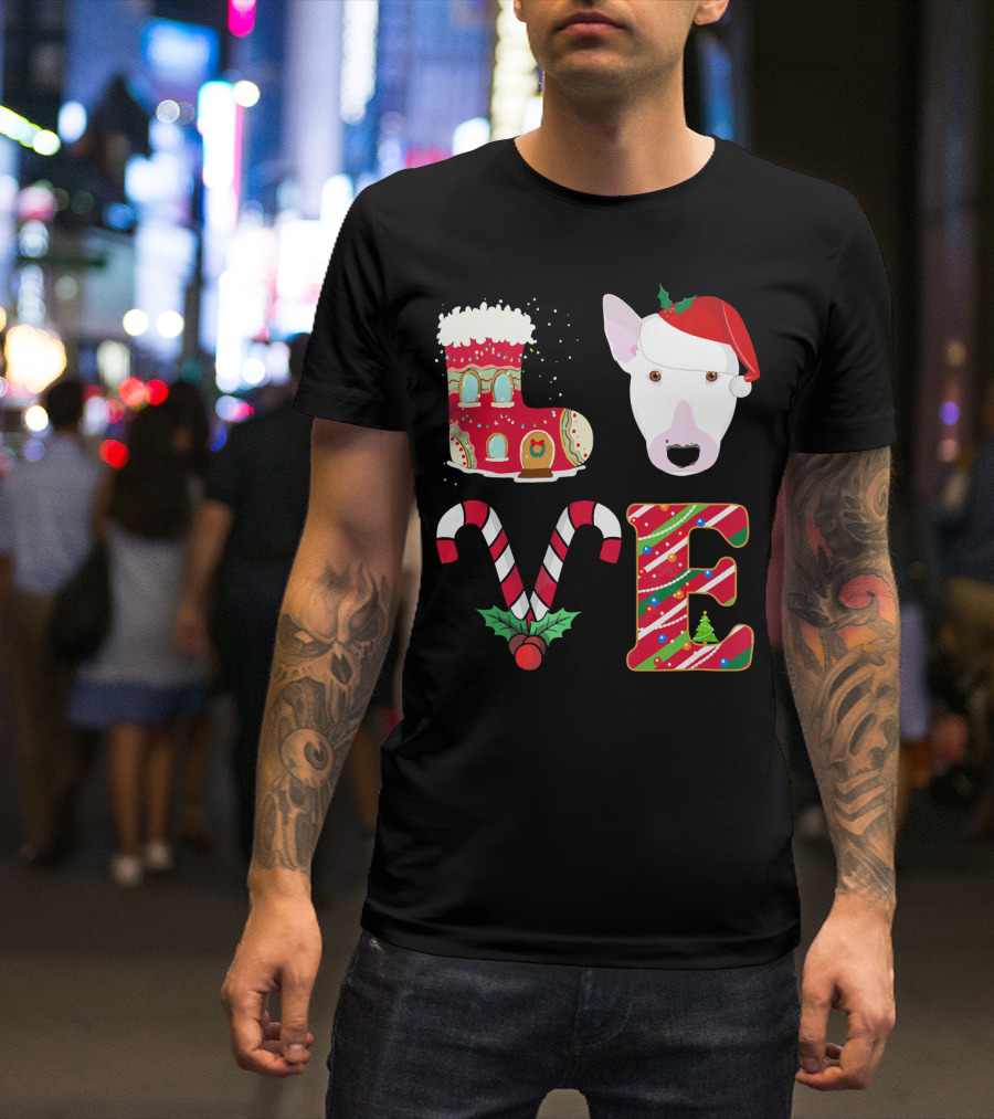 I Love My Bull Terrier Holiday Christmas T-Shirt