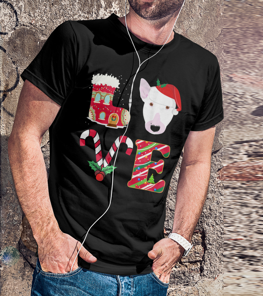 I Love My Bull Terrier Holiday Christmas T-Shirt