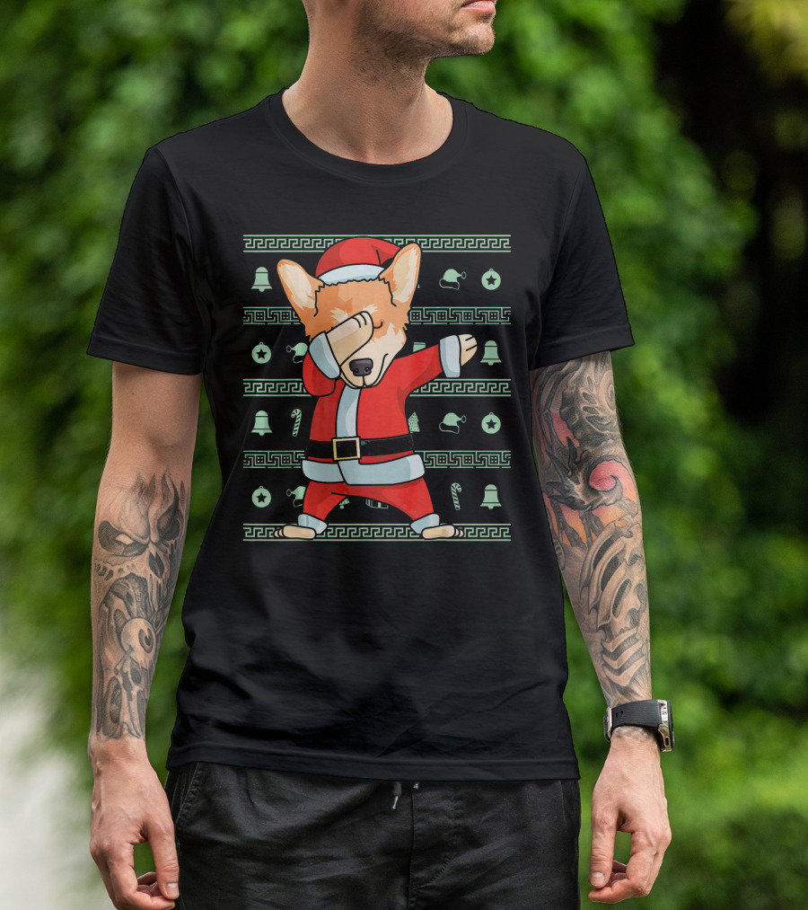 Corgi Santa Dabbing Christmas T-Shirt