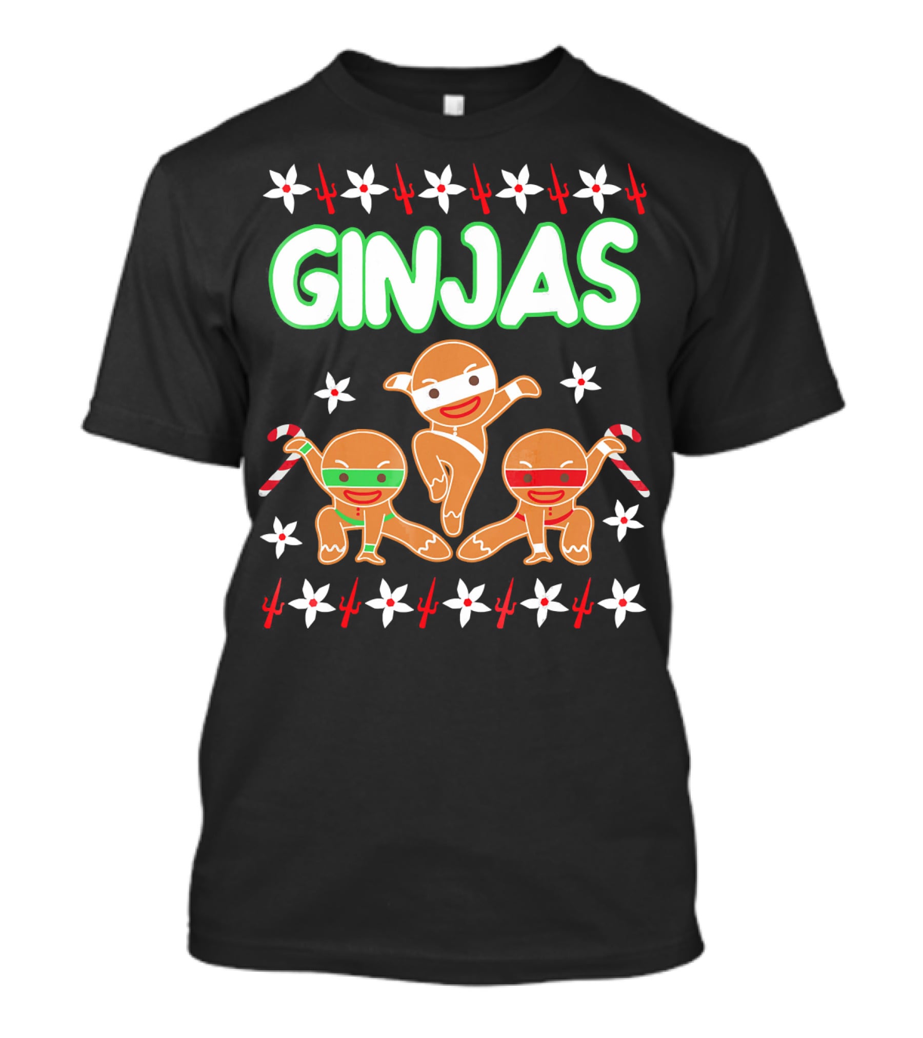 GINJAS Fighting Gingerbread Man Christmas T-Shirt