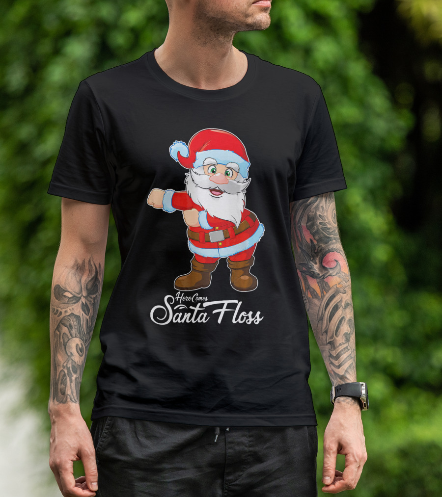 Here Comes Santa Floss Flossing Santa Dance T-Shirt