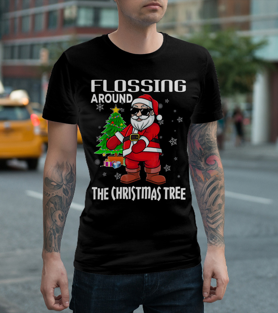Flossing Around The Christmas Tree Santa Dance T-Shirt