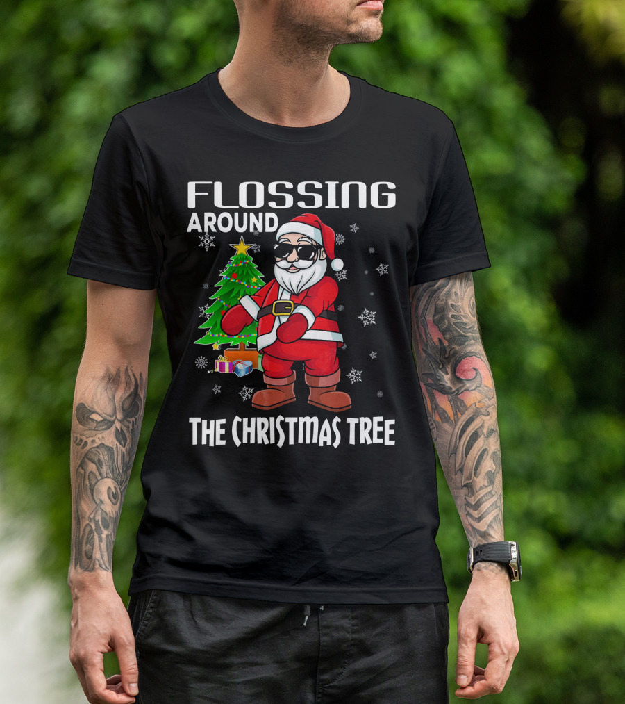 Flossing Around The Christmas Tree Santa Dance T-Shirt