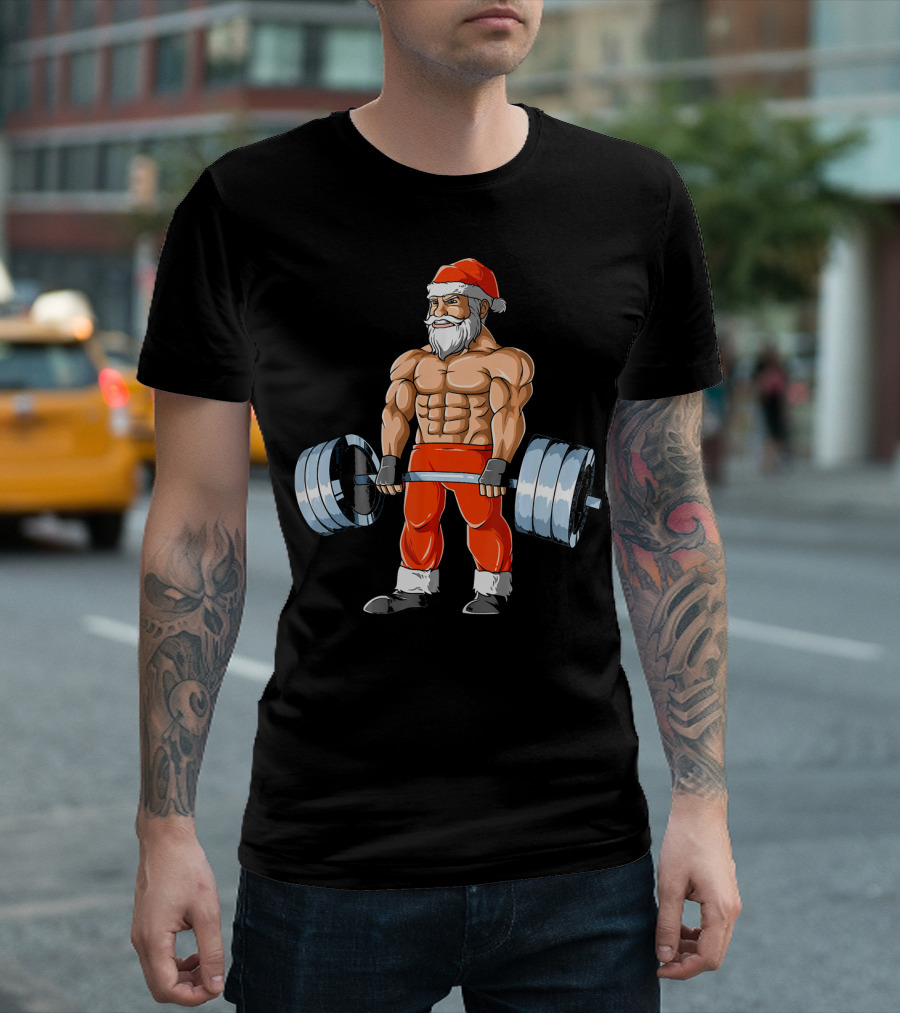 Weightlifting Santa Christmas Deadlift Fitness Santa Claus T-Shirt