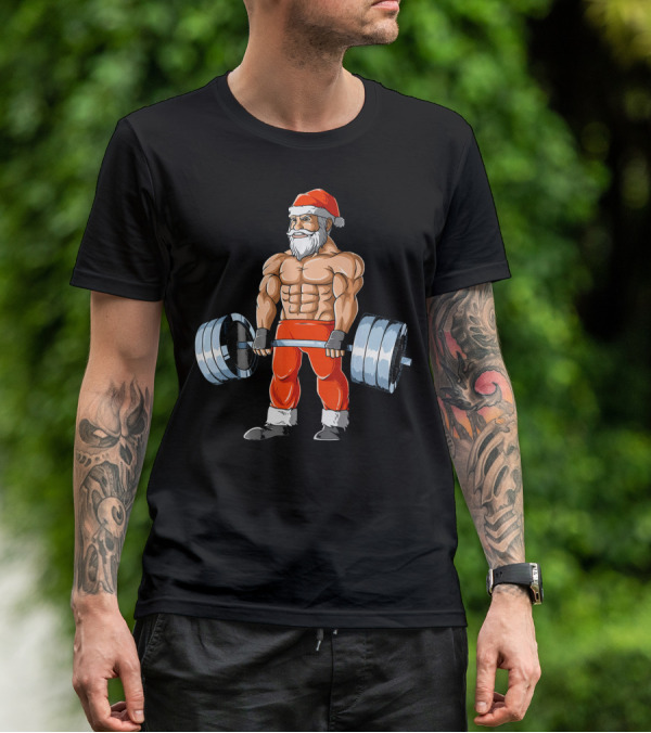 Weightlifting Santa Christmas Deadlift Fitness Santa Claus T-Shirt