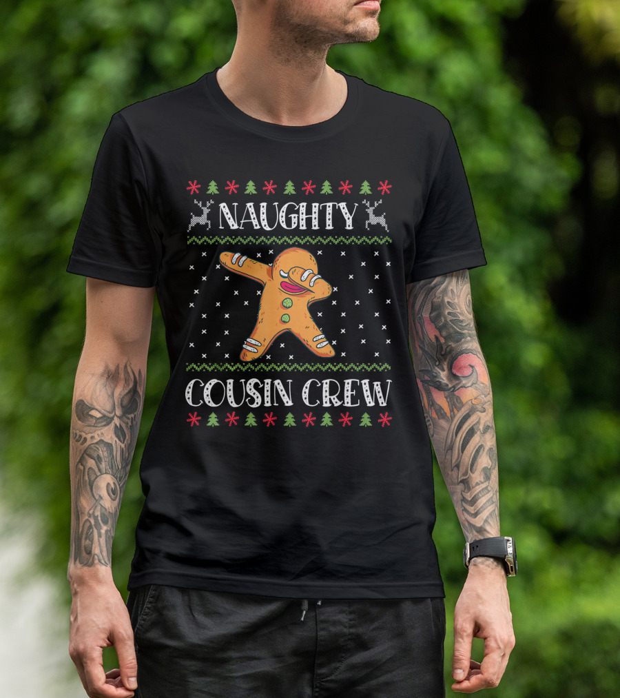 Naughty Cousin Crew Dancing Gingerbread Christmas T-Shirt