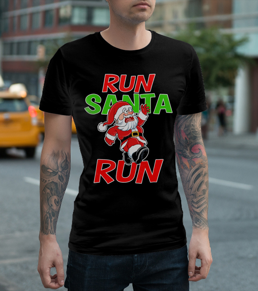 Run Santa Run Christmas Running Santa T-Shirt