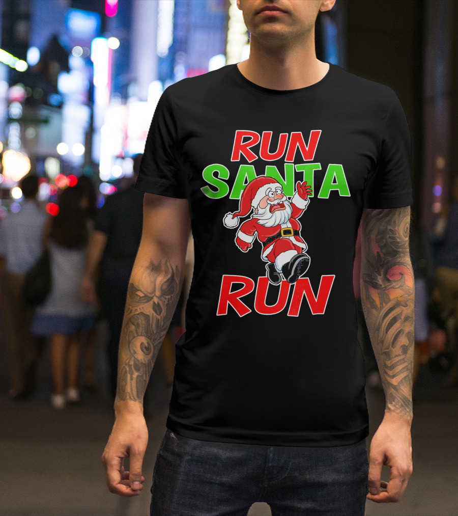 Run Santa Run Christmas Running Santa T-Shirt