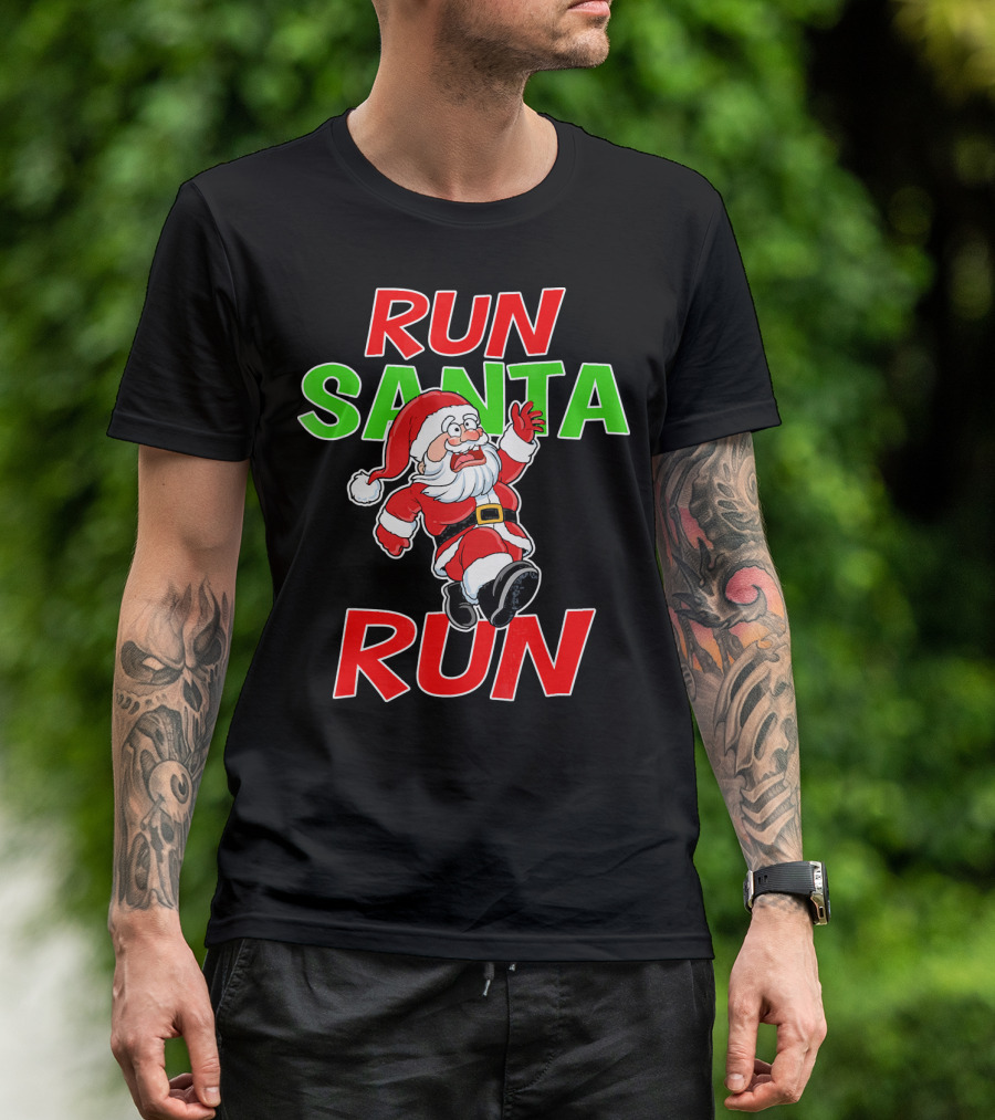 Run Santa Run Christmas Running Santa T-Shirt