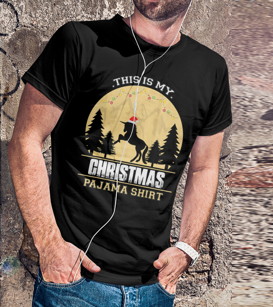 This Is My Christmas Pajama Shirt Santa Unicorn T-Shirt