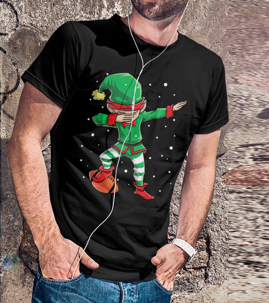 Dabbing Elf Christmas Football Holiday Fun T-Shirt