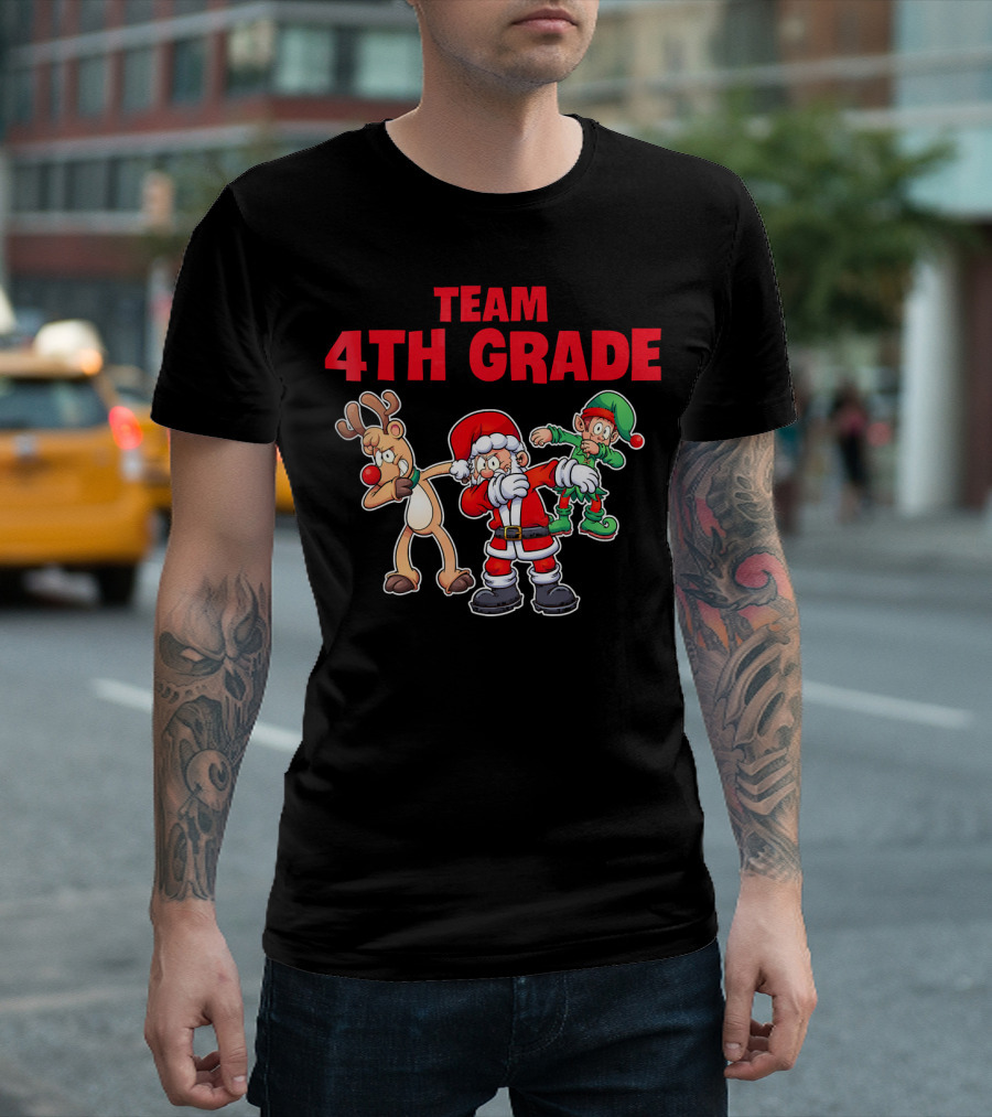 Team 4th Grade Dabbing Santa Reindeer Elf T-Shirt