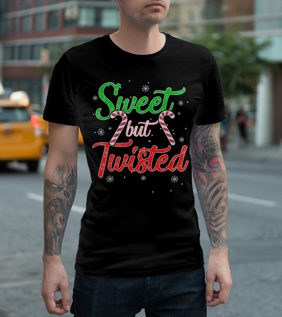 Sweet But Twisted Funny Candy Cane Christmas T-Shirt