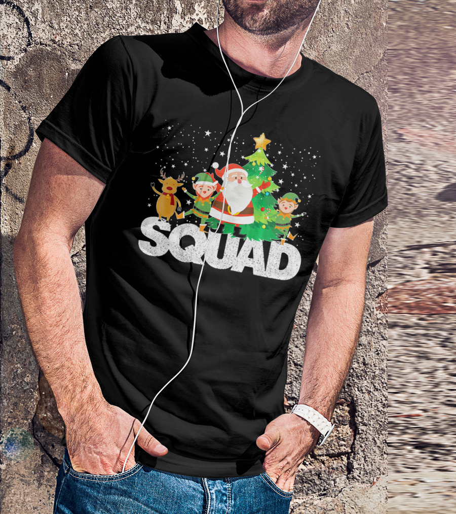 Santa Elf Reindeer Squad Christmas Tree T-Shirt