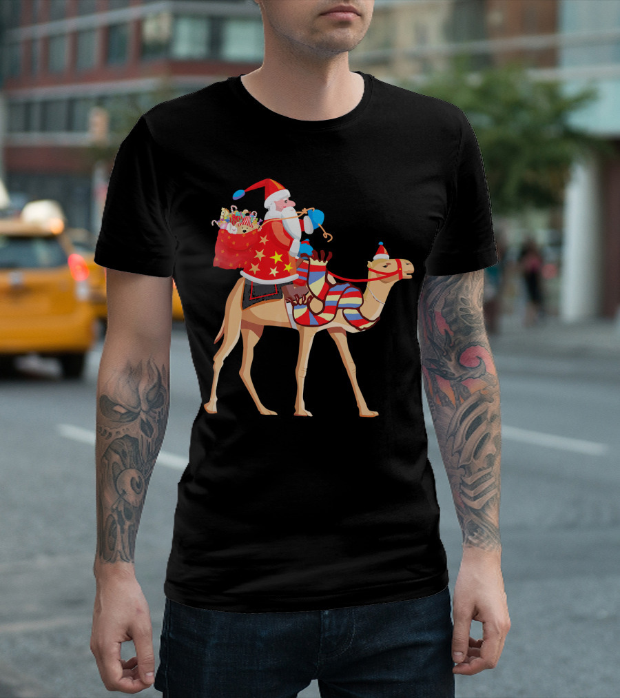 Santa Riding Camel Festive Christmas Adventure T-Shirt