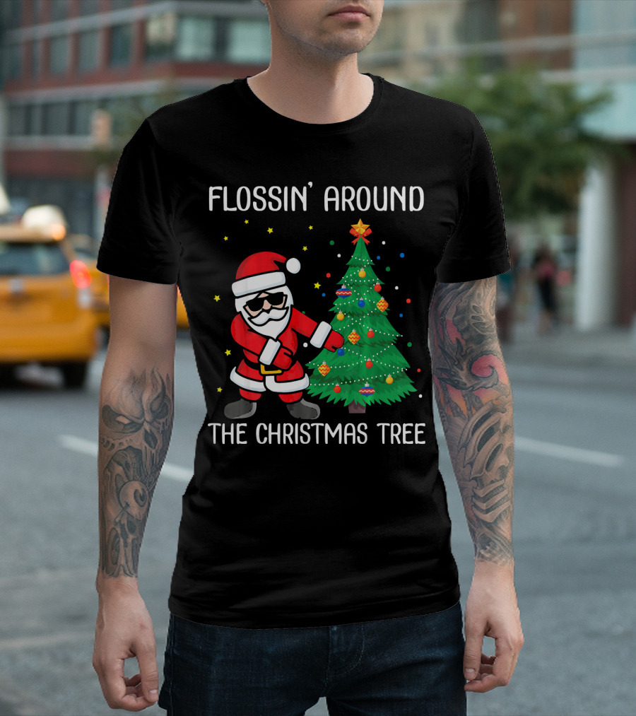 Flossin' Around The Christmas Tree With Santa Claus T-Shirt
