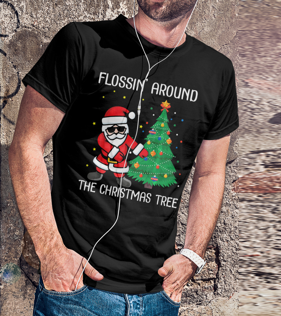Flossin' Around The Christmas Tree With Santa Claus T-Shirt