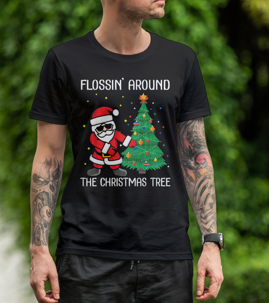 Flossin' Around The Christmas Tree With Santa Claus T-Shirt