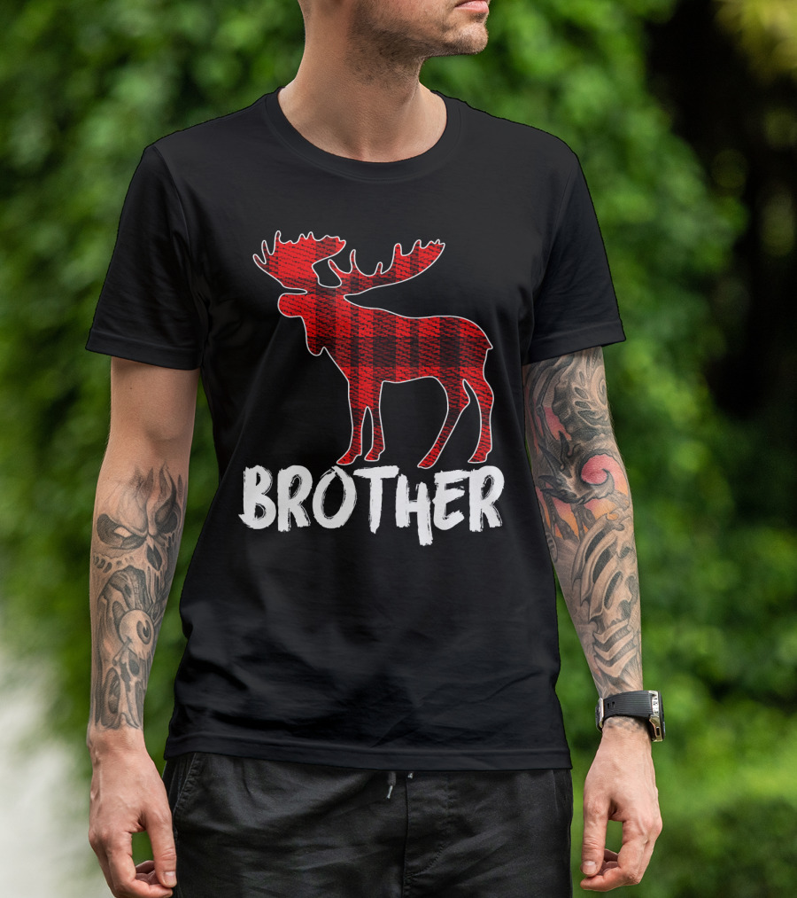 Brother Red Plaid Moose T-Shirt