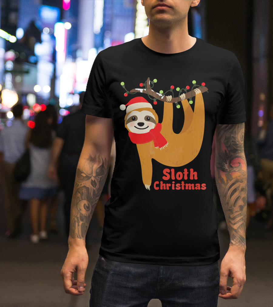 Sloth Christmas Funny Hanging Holiday Sloth T-Shirt