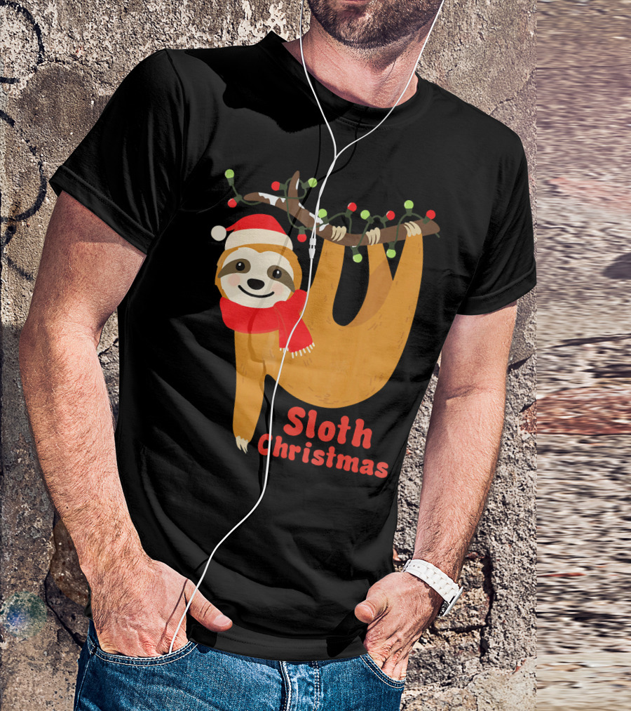 Sloth Christmas Funny Hanging Holiday Sloth T-Shirt