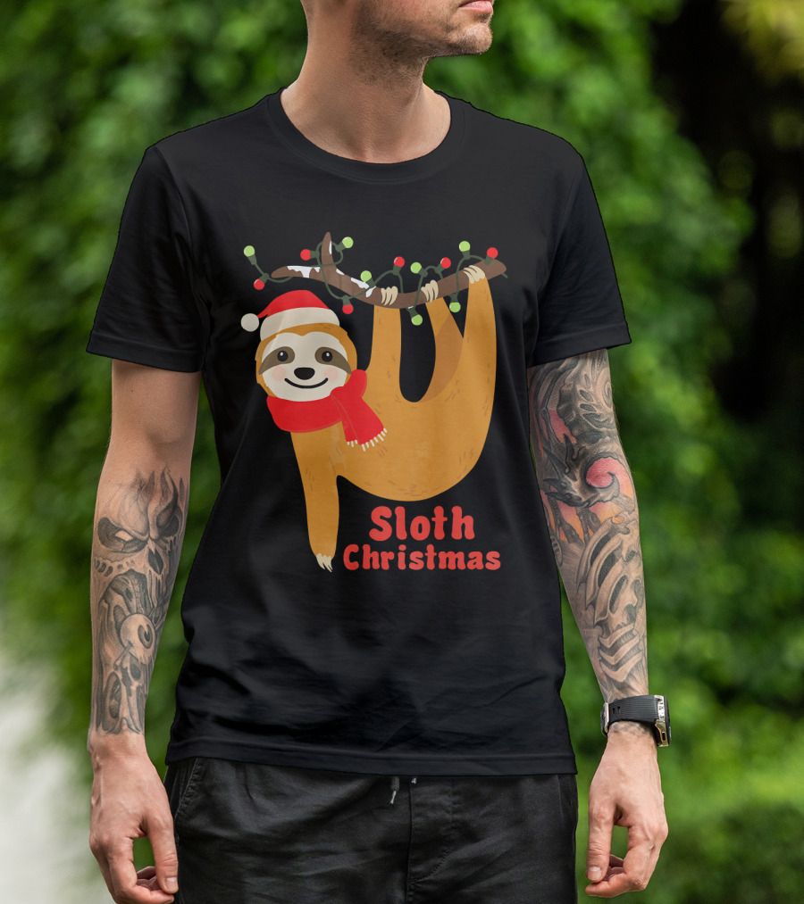 Sloth Christmas Funny Hanging Holiday Sloth T-Shirt