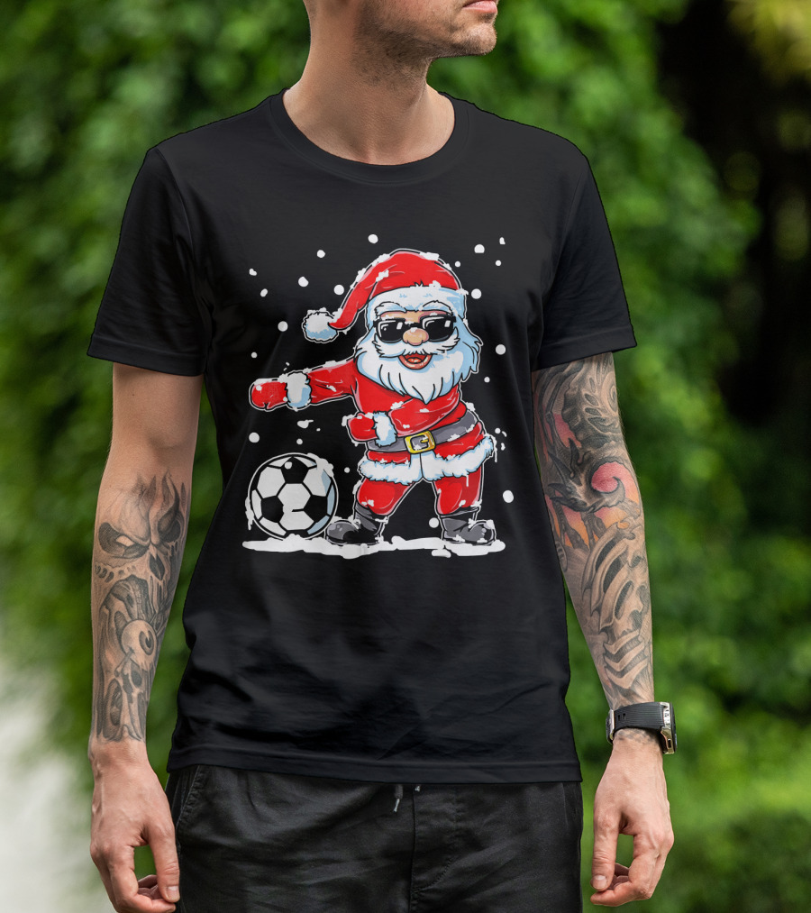 Christmas Flossing Santa Soccer T-Shirt