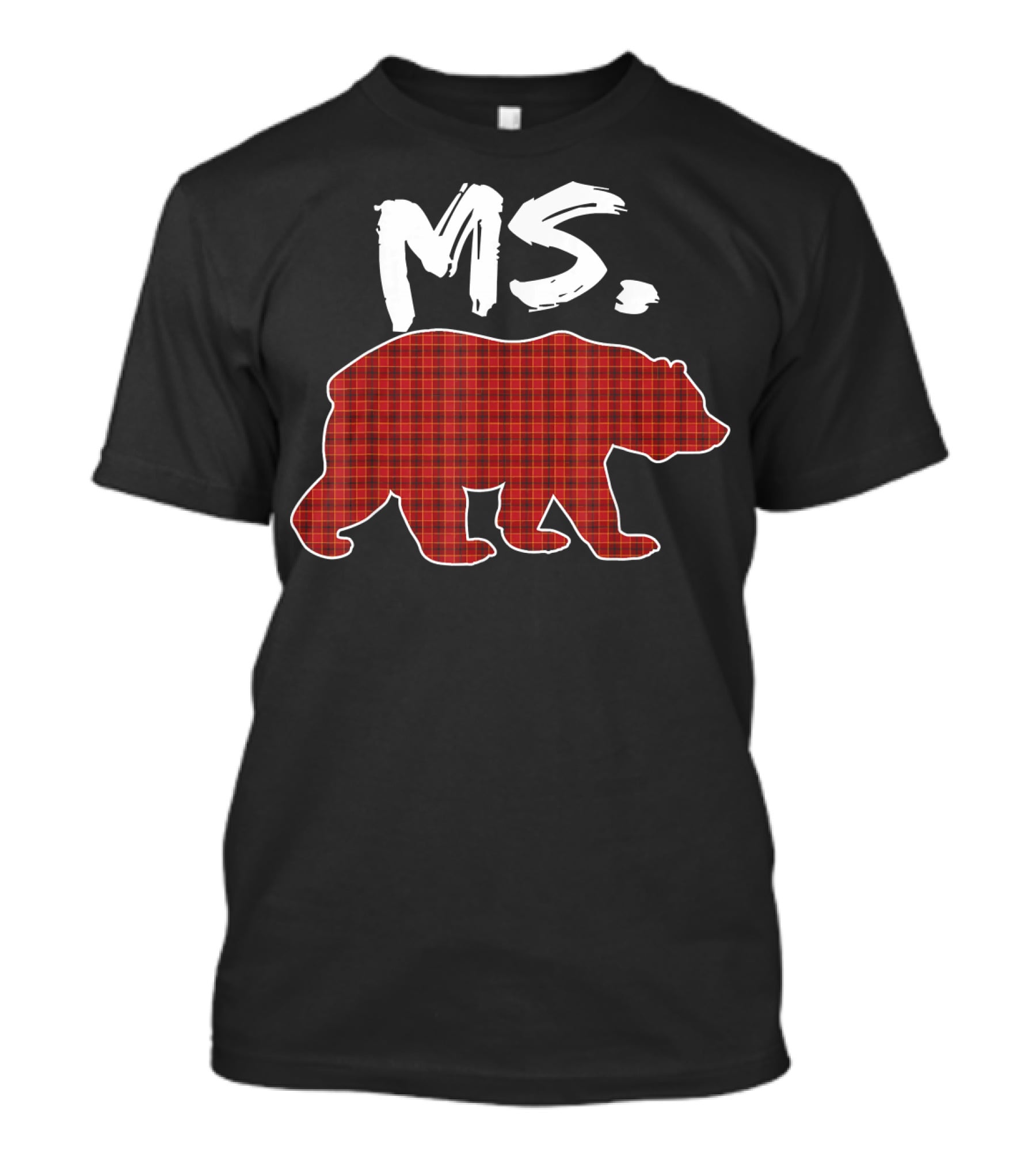 MS Red Plaid Bear Christmas T-Shirt