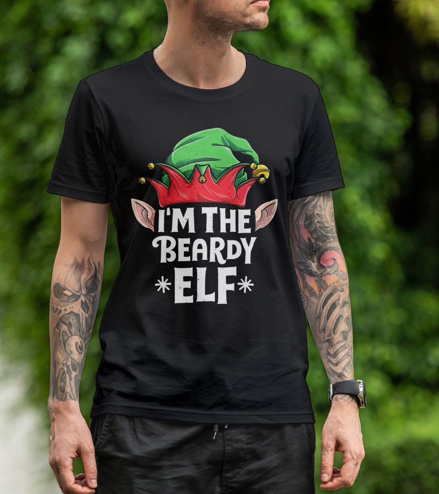 I'm The Beardy Elf Holiday Humor With Santa's Little Helper Hat T-Shirt
