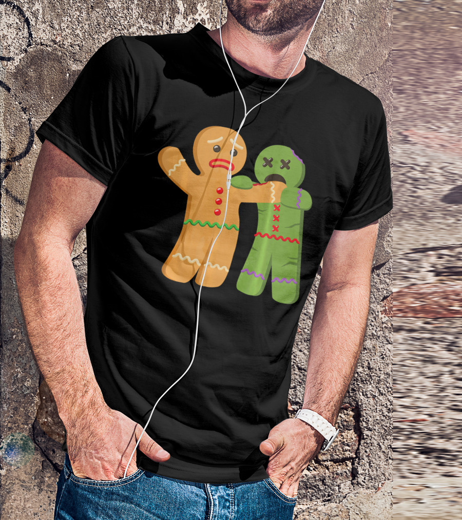 Gingerbread Zombie Funny Biting Cookie Humor Halloween T-Shirt