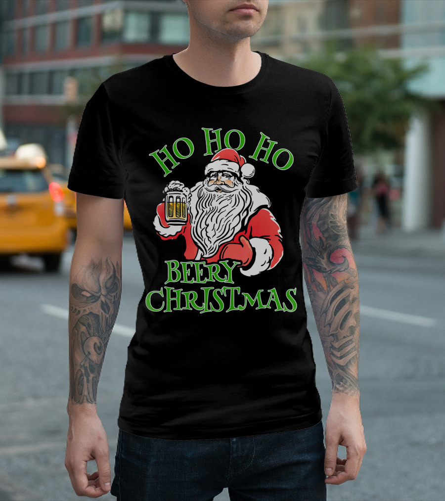 Ho Ho Ho Beery Christmas Santa With Beer T-Shirt
