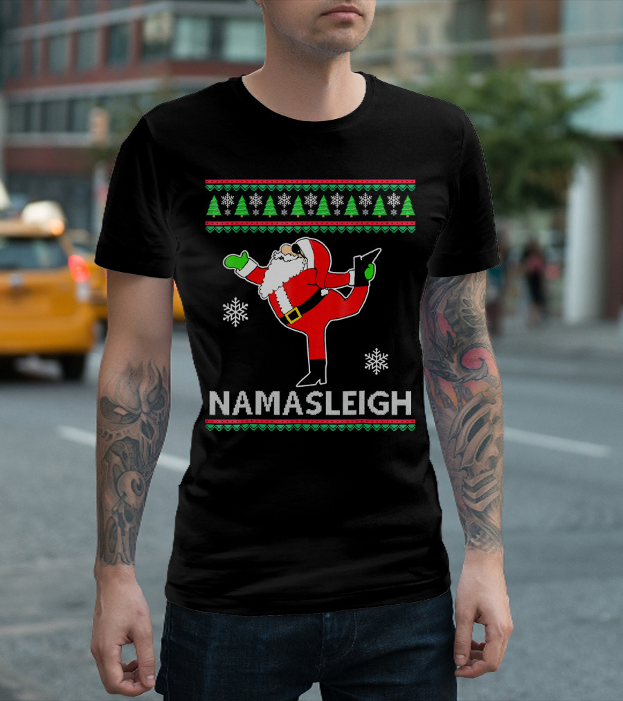 Namasleigh Santa Yoga Christmas Holiday T-Shirt