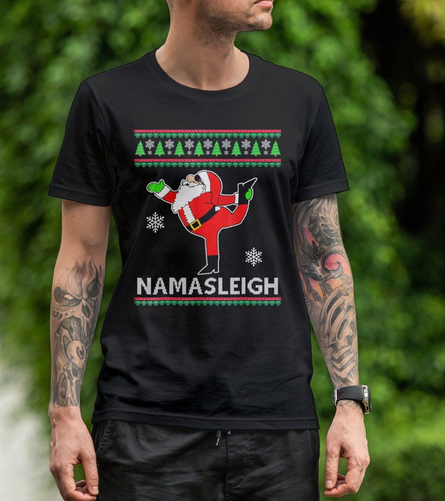 Namasleigh Santa Yoga Christmas Holiday T-Shirt