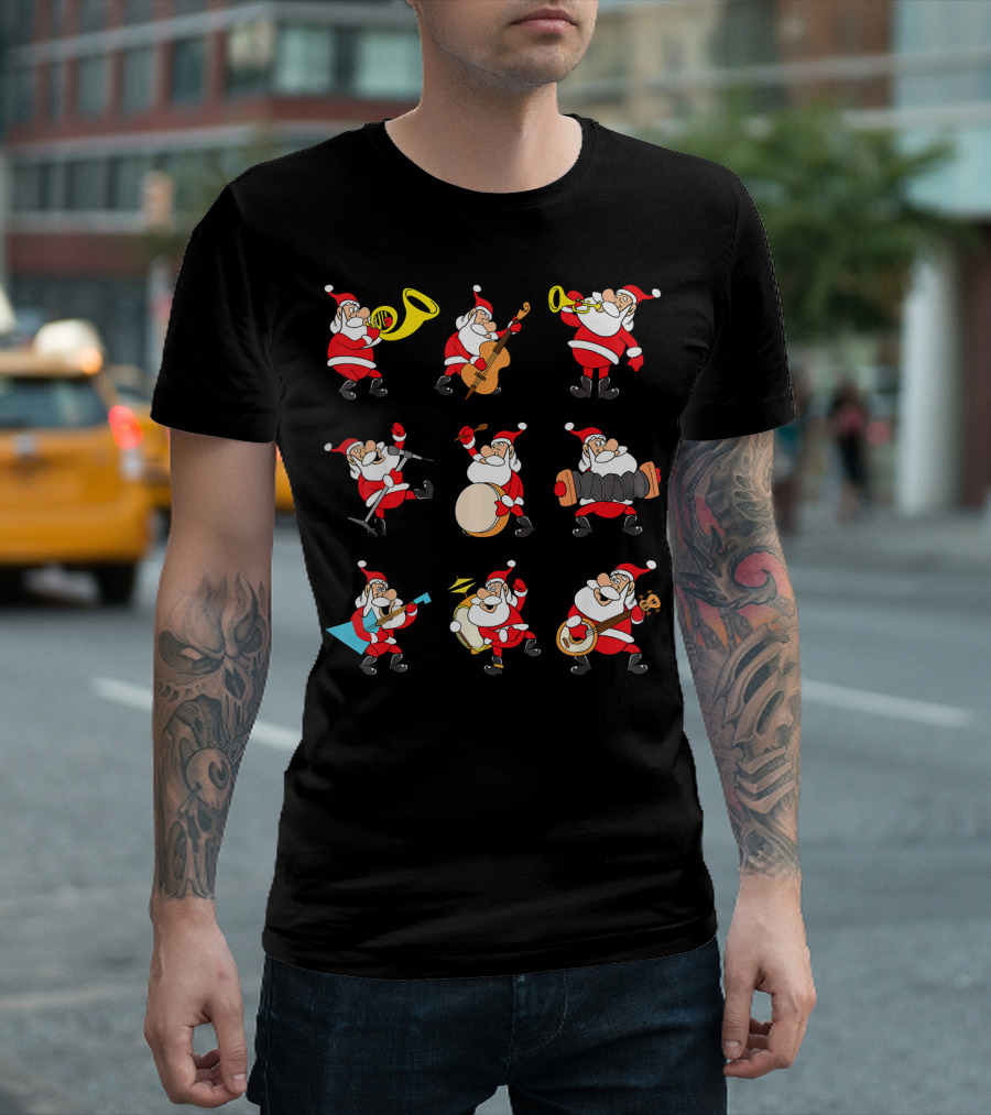 Santa Claus Playing Musical Instruments Ensemble T-Shirt