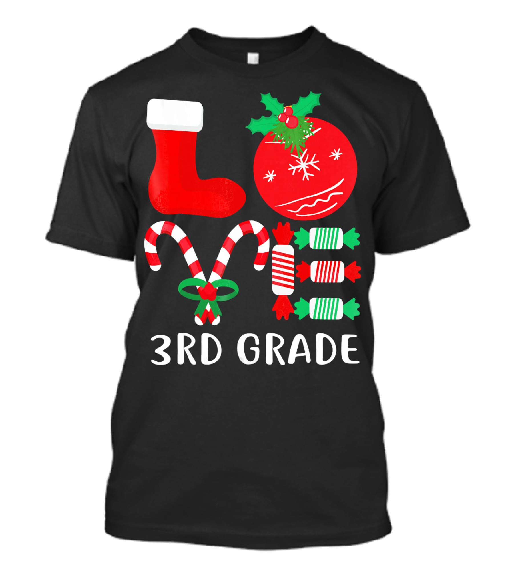 Candy Cane Christmas 3rd Grade Holiday T-Shirt